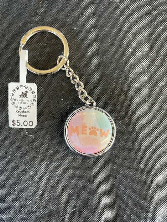 Double-Sided Pet Keychain - Meow