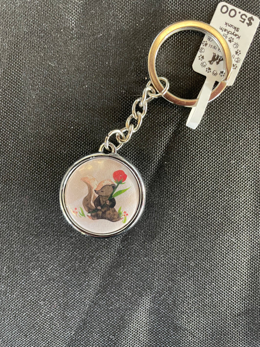 Double-Sided Pet Keychain - Skunk