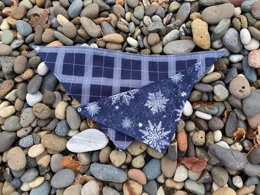 Standard Flannel Pet Bandanna - Navy Winter